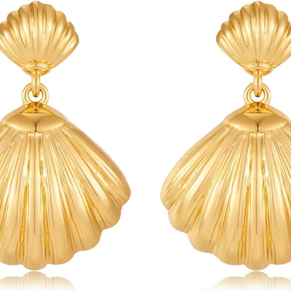Gold Sliver Shell Dangling Earrings for Women Beach Summer Jewelry